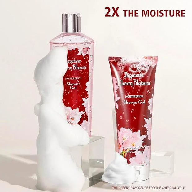 Japanese Cherry Blossom Shower Gel and Body Cream Set - Nourishing and Moisturizing Daily Skincare - 8 fl.oz / 236mL Each,...