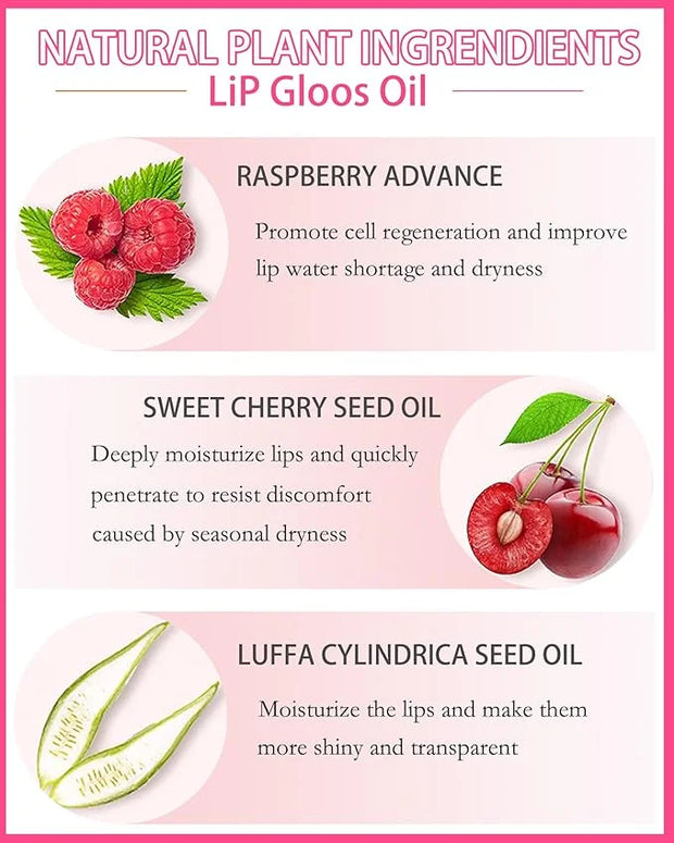 Hydrating Plumping Lip Glow Oil,Shine Tinted Lip Gloss,Glow Reviver Lip Oil,Long Lasting Moisturizing Clear Lip Plumper Oi...