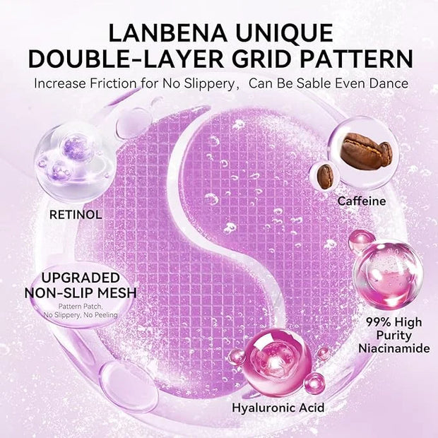 LANBENA Retinol Under Eye Patches for Dark Circles and Puffy Eyes, Cooling Eye Masks for Eye Bags, Fine Lines & Wrinkles R...
