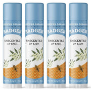 Badger Unscented Classic Lip Balm, 100% Organic Lip Balm for Sensitive Lips, Long Lasting Lip Moisturizer w/Light Silky Te...