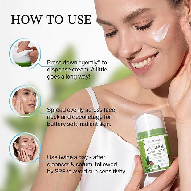 Retinol Collagen Cream, Anti Aging Face Moisturizer and Caffeine Eye Cream for Dark Circles and Puffiness - Product Image
