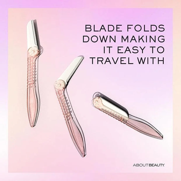 About Face Fuzz-Free Compact Facial Razors for Shaving & Exfoliating - Includes 3 Beauty Groomers - For Face, Lips & Eyebr...
