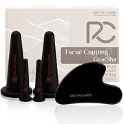 Rena Chris Facial Cupping Set & Gua Sha Facial Tool - Silicone Cupping Set & Obsidian Gua Sha Stone - Face Cupping Therapy...