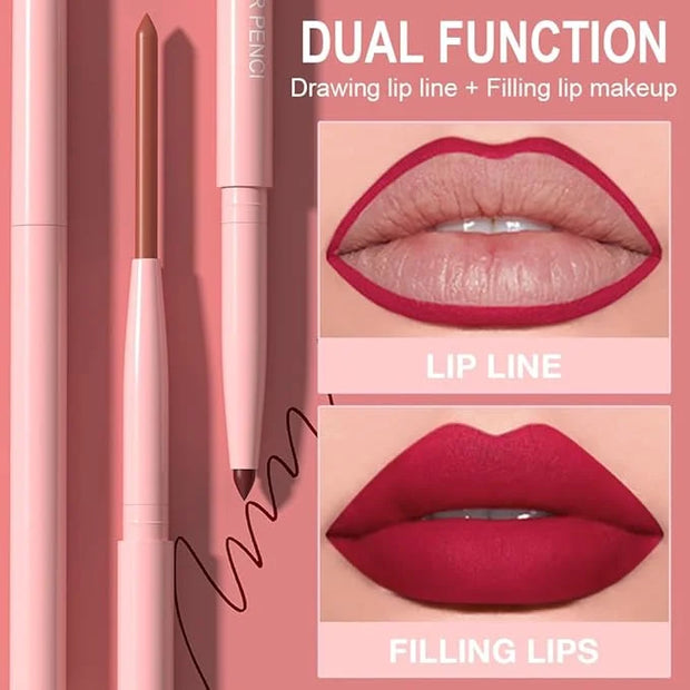 evpct 12Pcs Retractable Lip Liners Pencils Set Pack for Shaping & Sculpting Lips, Mauve Maroon Red Orange Nude Coffee Brow...