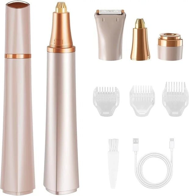 Electric Eyebrow Trimmer, 3 in 1 Facial Hair Remover for Women, Waterproof Rechargeable Hair Shaver for Face Eyebrow Leg B...
