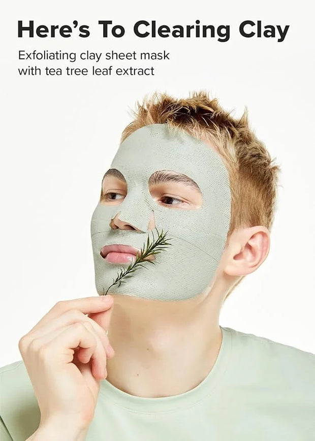 I DEW CARE Face Sheet Mask - Here's To Clearing Clay | Daily Exfoliate, Decongest, Minimize Pores, Soothe, Infused with 3-...