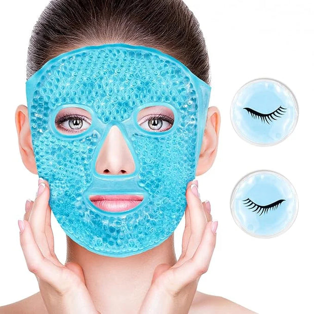 Cold Face Eye Masks Ice Face Mask Hot Cold Compress For Dark Circles, Puffiness, Migraines, Headache, Stress, Redness, Coo...
