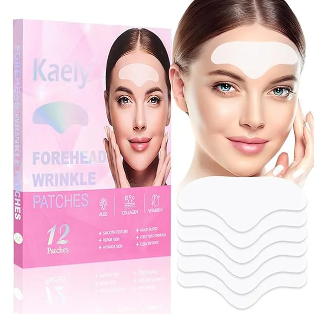 Kaely 12Pcs Forehead Wrinkle Patches,Facial Anti Wrinkle Patches with Collagen,Face Tape for Wrinkles for All Skin Types,S...