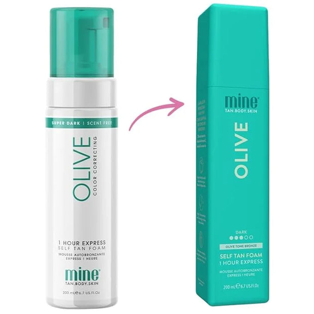 Minetan Olive Self Tan Foam | Color Base Collection - Dark Olive Bronze Finish, 1 Hour Express, Face & Body Fake Tanner, C...