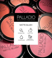 Palladio Matte Blush, Brushes onto Cheeks Smoothly, Soft Matte Look and Even Finish, Flawless Velvety Coverage, Effortless...