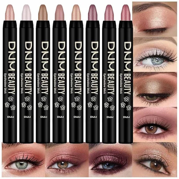 evpct 8Pcs Cream Eye Shadow Brightener Sticks Makeup Sets, Champagne Pearl Bronze Putty Sand Orchid Rose Gold Shimmer Matt...