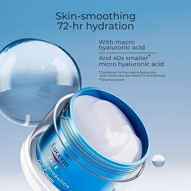Eucerin Face Immersive Hydration Gel Cream with Hyaluronic Acid, Ultra-Lightweight Face Moisturizer Smooths Fine Lines and...