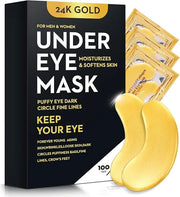 200Pcs/100 Pair Under Eye Patches Gold for Dark Circles, Puffy Eyes, and Wrinkles, 24K Gold Eye Mask for Face, Eye Cream f...