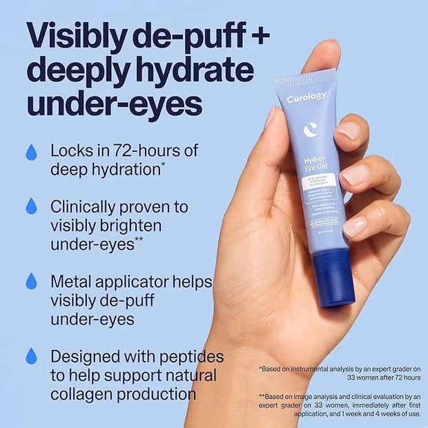 Curology Hydro+ Eye Gel, Hydrating Under Eye Cream with Hyaluronic Acid and Caffeine, 0.5 fl oz - Product Image
