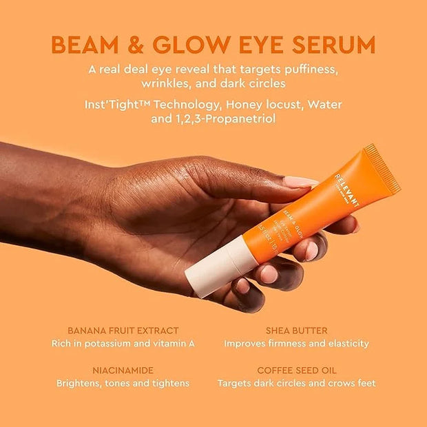 Relevant Beam and Glow Eye Serum - Hydrating Serum for All Skin Types - Vegan Skincare with Shea Butter and Niacinamide - ...