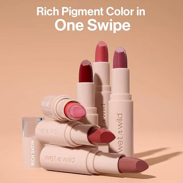 wet n wild Mega Last Rich Satin Lip Color, Rich Creamy Color with Satin Finish, Infused with Vitamin E & Moisturizing Arga...