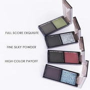 Blue Black Two Color Matte Shimmer Glitter Eyeshadow,Bright High Pigment Eye Shadow Powder,Professional Long-Lasting Water...