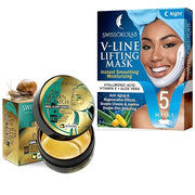 SWISSÖKOLAB Double Chin Reducer V Line Lifting Mask + Under Eye Patches For Puffy Eyes 24k Gold Eye Mask For Dark Circles ...