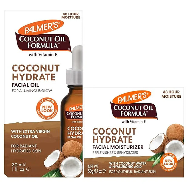 Palmer's Face Moisturizer + Face Oil Set - Coconut Oil Formula with Vitamin E Skin Care Bundle includes 1 Hydrating Facial...