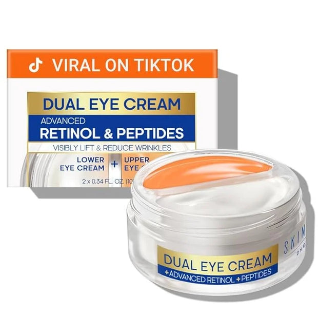 Dual Eye Cream with Advanced Retinol, Peptides, Caffeine for Puffy Eyes and Dark Circles, Wrinkles, Anti Aging, Under Eye ...