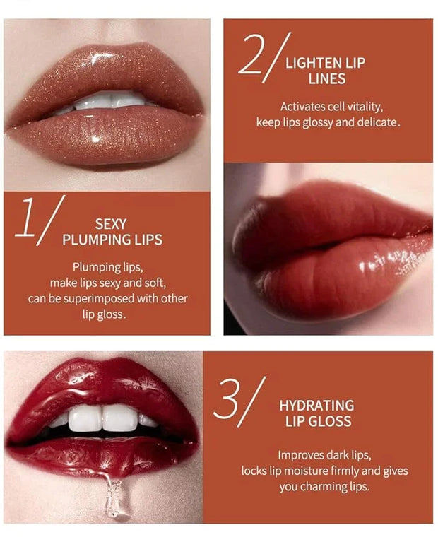 MAEPEOR Plumping Lipgloss 9 Colors Moisturizing Lip Plumper Shiny Jelly Lip Gloss (High Shine, 05#Brown Red) - Product Image