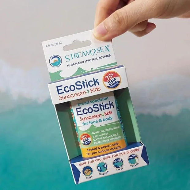 STREAM2SEA EcoStick SPF 35 Mineral Sunscreen Stick, Sweat Water Resistant Sunblock, USDA Approved Biodegradable Paraben Fr...