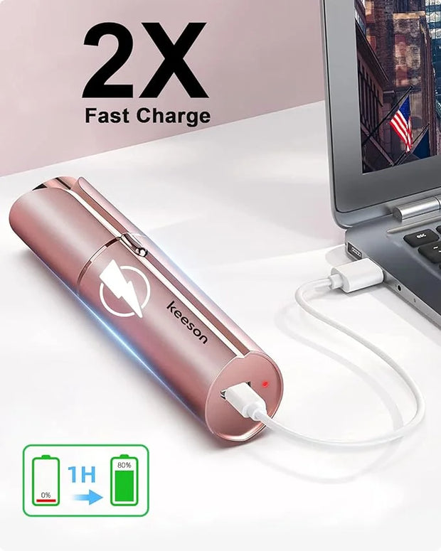 Facial Hair Removal for Women, Painless Womens Facial Hair Remover with 2 Replacement Heads, Lipstick-Sized, USB Rechargea...