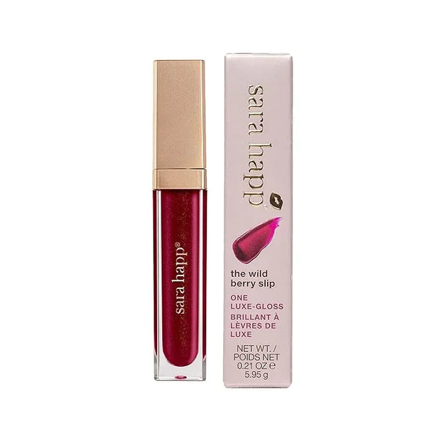 Sara Happ Wild Berry Slip Luxe Gloss with Subtle Shimmer - High-Impact Shine & Long-Lasting Wear, Nourish, Hydrate, and He...