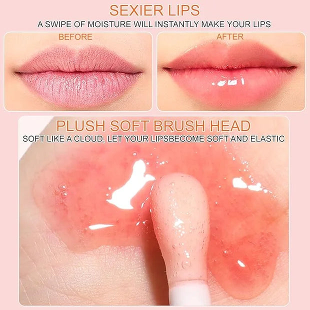 2PCS Hydrating Lip Glow Oil, Plumper Gloss, Moisturizing Oil, No-Sticky Transparent Plumping Gloss Tinted Balm for Care an...
