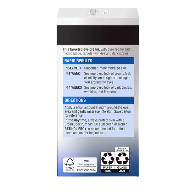 Neutrogena Rapid Wrinkle Repair Retinol Pro+ Anti-Wrinkle Eye Cream, Targeted Eye Cream for Wrinkles & Dark Circles, Formu...