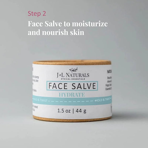 J&L Naturals Simple Skin Regimen Kit With Cleansing Bar, Face Salve, Konjac Sponge, Lip Balm | For Oily, Dry, Mature, and ...