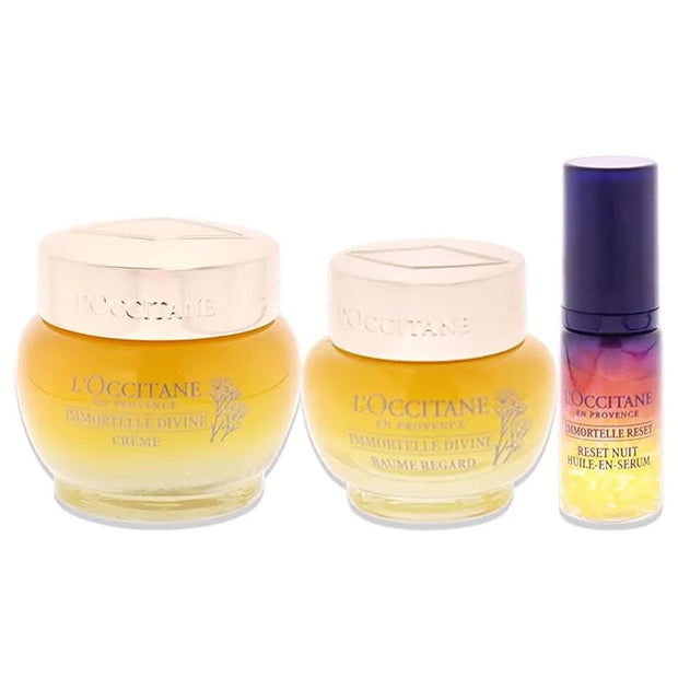 Immortelle Divine Set - Advance Youth Face Care by LOccitane for Unisex - 3 Pc 0.5oz Eye Balm, 1.7oz Cream, 0.16oz Oil-In-...