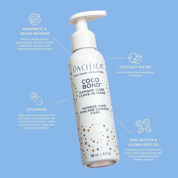 PACIFICA Beauty, Coco Bond Damage Care Leave-In Repair Mask Treatment, Dry & Damaged Hair from Bleach, Color, Chemical Ser...