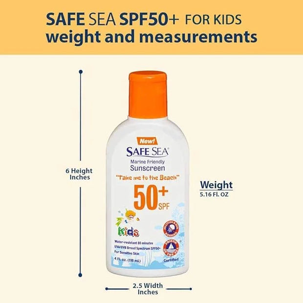 Safe Sea SPF50+ Kids sunscreen- Jellyfish and Sea lice protective lotion. Very Water Resistant, Sensitive skin and Reef-Sa...