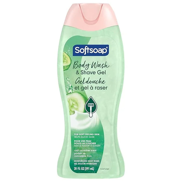 Softsoap Moisturizing Body Wash and Shave Gel, Cool Cucumber Scent, 20 fl oz Bottle - Product Image