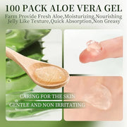 100 Pack Bulk Aloe Vera Gel, 99% Pure Aloe Vera Gel for Face, Hair, Skin, Body, Sunburn Relief, Hydrating Aloe Gel Travel ...