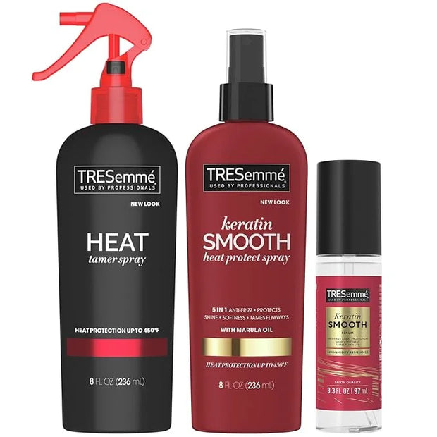 TRESemmé Expert Keratin Smooth Hair Care Set - Heat Protection Spray, Shine Serum with Marula Oil, and Thermal Leave-in Sp...