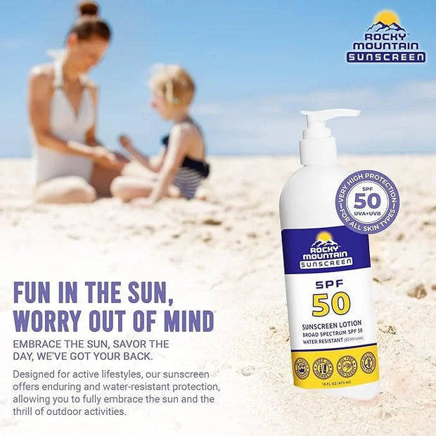 KIDS Rocky Mountain Sunscreen SPF 50 LOTION | Broad Spectrum UVA/UVB Protection | Hawaii 104 Reef Act Compliant (Oxybenzon...