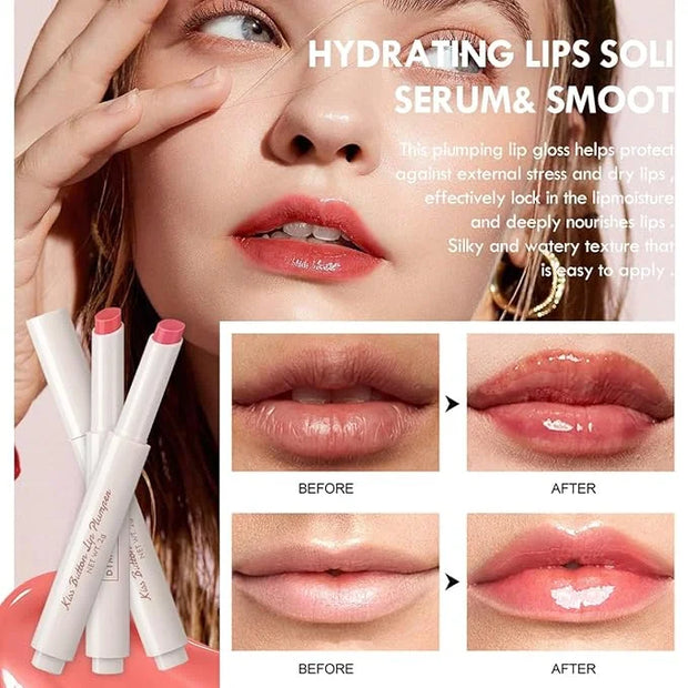 2 Colors Lip Plumper Gloss Moisturizing Lip Tint Stain Hydrating Lips Solid Serum Glossy Plumping Lip Gloss Long Lasting,W...