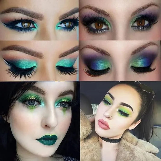 St Patricks Day16 Colors Green Glitter Matte Eyeshadow Makeup Palette,Forest Green Yellow Colorful Eye Shadow Plattet High...