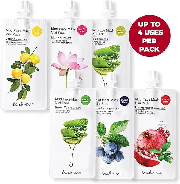 Skincare Face Masks (Random 6pks), Clay Face Masks Skincare for Women, Korean Skin Care with Kaolin and Bentonite Clay, Na...