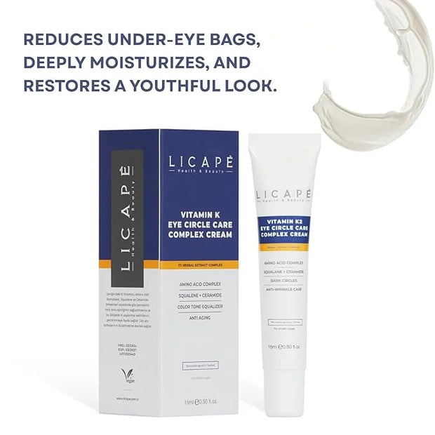 Eye Cream with Vitamin K2 - Moisturising Eye Care Against Dark Circles & Bags - Anti-Wrinkle & Firming Effect - 15 ml - Pr...