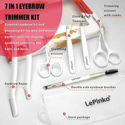 Eyebrow Trimmer Kit, 7 in 1 Eyebrow Scissors, Tweezer, Razor, Gromming Scissors Brush for Women Men, Gifts for Stocking St...