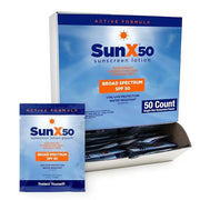 Sun X 50 SPF Individual Sunscreen Packets Travel Size - Pack of 50 Paraben, Oxybenzone, & White Cast Free Broad Spectrum S...