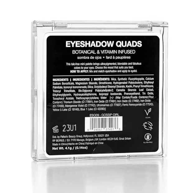Palladio Eyeshadow Quads, Velvety Pigmented Blendable Matte, Metallic & Shimmer Finishes, Creamy Formula, Four Way Quad Ey...