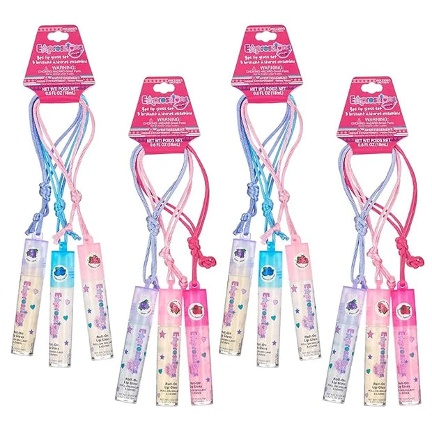 12pc Lip Gloss Necklace, Fruit Flavored Lip Gloss Set, Lip Gloss Value Pack, Teen Girls Party Favors, Non Toxic Lip Gloss ...