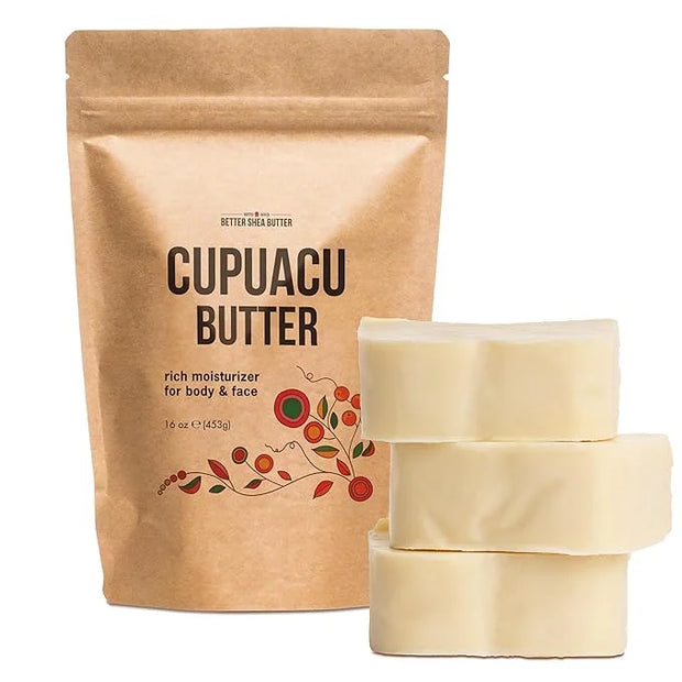 Cupuacu Butter Raw, Pure & Unrefined for Hair Growth & Dry Skin on Body and Face - Brazilian Body Butter Base for DIY Loti...