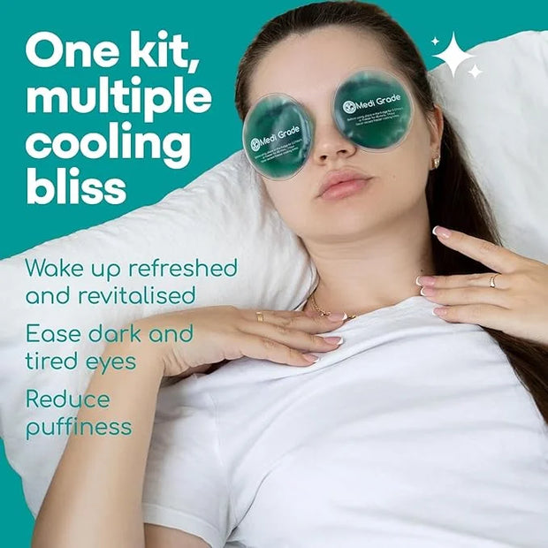 Medi Grade Cooling Ice Face Mask and Cooling Eye Mask for Puffy Eyes & Migraine Relief - Self Care Face Ice Pack with Chil...