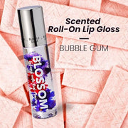 Blossom Roll on Lip Gloss, Scented Clear High Shine Moisturizing Lip Oil, Non Sticky, Infused with Real Flowers, Made in U...