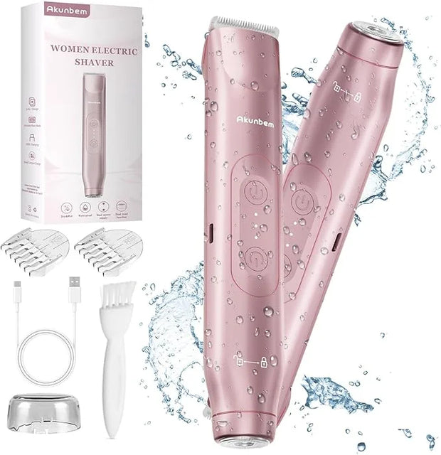 2 in 1 Women Electric Shaver Dual Head Bikini Trimmer for Women IPX7 Waterproof Wet & Dry Use Body Hair Trimmer and Facial...